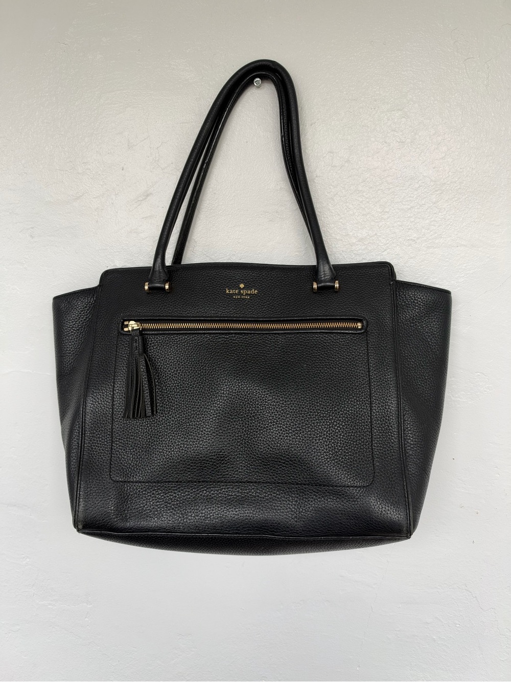 KATE SPADE NEW YORK ALLYN CHESTER STREET BAG SATCHEL PEBBLED LEATHER BLACK